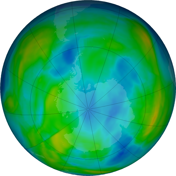 Antarctic ozone map for 10 June 2024